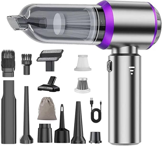 Mini Car Vacuum Cleaner,20000PA 4-in-1 Cordless Handheld Vacuum Cleaner with 6000mAh Battery Brushless Motor Hand Held Vacuum Air Duster & Air Blower & Pump for Car,Office and Home Cleaning