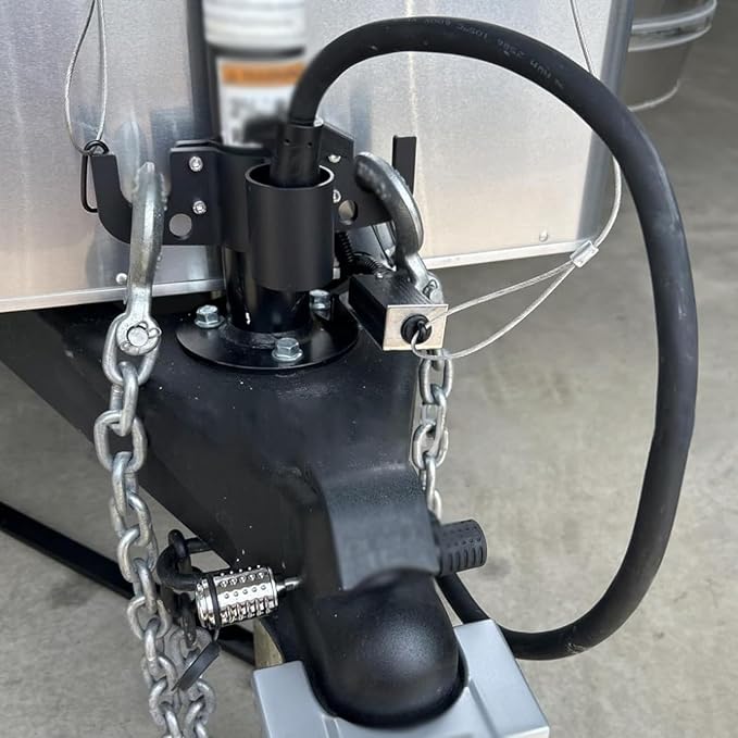 Aluminum RV Towing Chain Organizer with 7-Way Plug Holder, Heavy Duty Anti-Rust Trailer Chain & Cable Harness Holder for 2" & 2-1/4" Tongue Jack, RV Camper Towing Accessories
