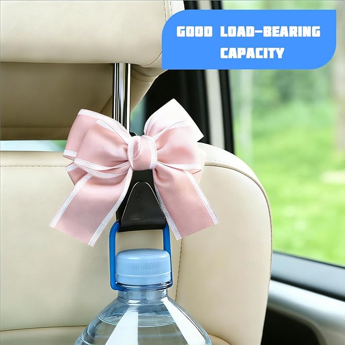 2PCS Car Seat Headrest Hooks, Cute Bow Vehicle Backseat Storage Hanger for Handbag Umbrella Coat, Auto Seat Back Hook Holder Organizer Decor, Universal for Vehicles (Small Black Houndstooth)