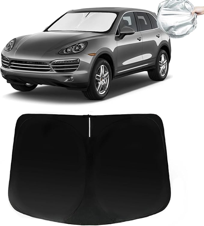 Windshield Sun Shade for Porsche Cayenne 2019-2025 Car Front Window Sunshade with 240T Sun Visor Protector Blocks UV Rays Heat Shield Accessories