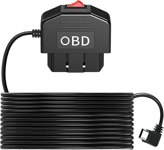 Dash Cam OBD Hardwire Kit, USB Type C Power Cable for Dash Camera 24 Hours Surveillance/Acc Mode for Dashcam Power Adapter with Low Voltage Protection 12-24V to 5V/3A