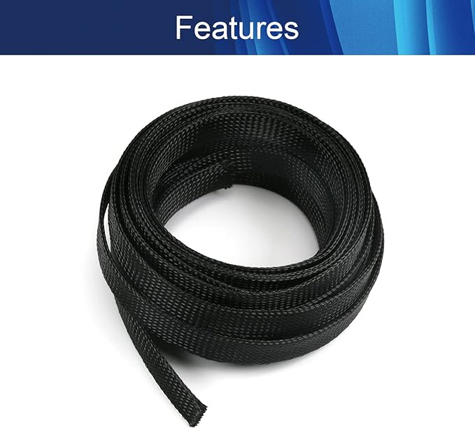 Aicosineg 10m/32.8ft Cable Sleeve PET Braid Cable Sleeving Flexible Wire Mesh Sleeve PET Wire Loom Tubing Cable Wrap Protector for USB Video Power Cord Audio Cable Black