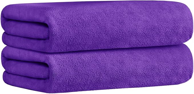 JML Microfiber Bath Towels, 2 Pack, 30" x 60", Large Microfiber Towel for Body, Oversized, Ultra Soft, Super Absorbent, Fast Drying, Perfect for Bathroom, Shower, Sauna, Yoga, Gym, Violet