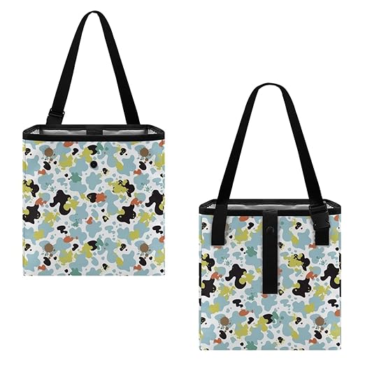 Car Trash Can Leakproof Trash Bin Car Garbage Can Hanging Water-Resistant Collapsible Auto Trash Bag Car Accessories for Women, Colored Cowhide Print