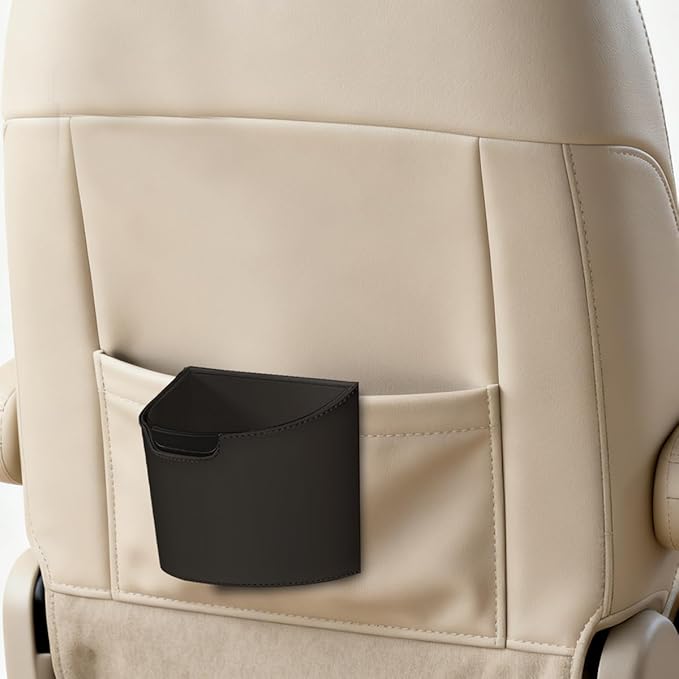Car Trash Can, Multipurpose Leakproof Hanging Vehicle Garbage Can with Removable Liner, Waterproof Automotive Interior Dustbin Garbage Container, Universal for SUV Van Truck (Brown)