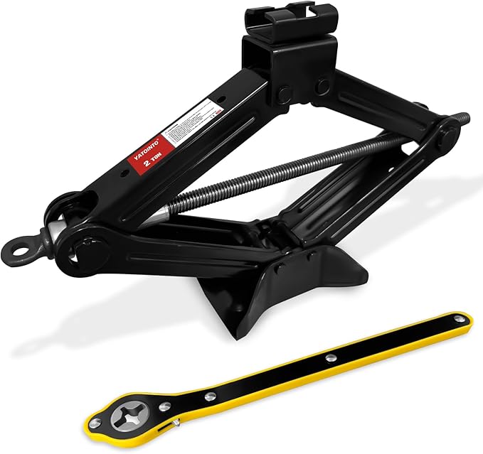 YATOINTO 2 Ton/4400 LBS Scissor Jack | 2 PCS Car Jack Tire Changing Kit, Portable Tyre Changer Set Includes Black Scissor Jack, Ratchet Wrench