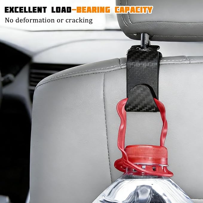 4PCS Car Seat Headrest Hook, Automotive Back Seat Storage Holder Hanger, Vehicle Interior Backseat Organizer Hanging Hook for Purse Handbag Grocery Bags, Universal Fit (Black)