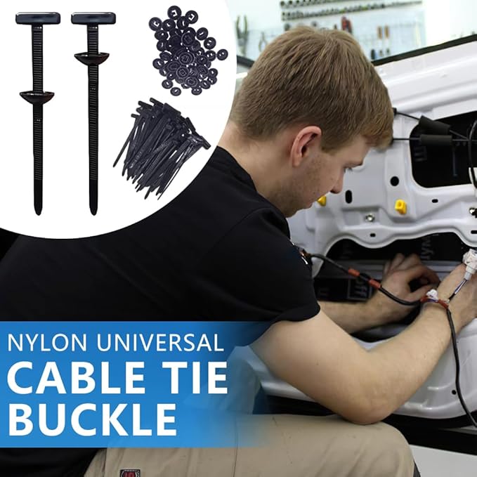 Nylon Universal Cable Tie Buckle, Heavy Duty Self-Locking Zip Ties, UV-Resistant Cable Tie for Car Daily Repair, Multipurpose Wire Organizer Clip Tool (100)