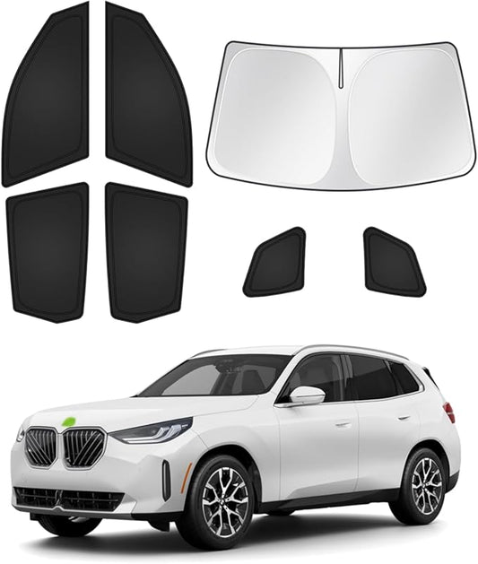 Canvcle Sunshades for 2025 2026 BMW X3 Accessories Windshield Sun Shade Side Rear Window Shade Cover Sun Visor Shield Privacy Protection for Camping Keep Vehicle Cool Black 7PCS