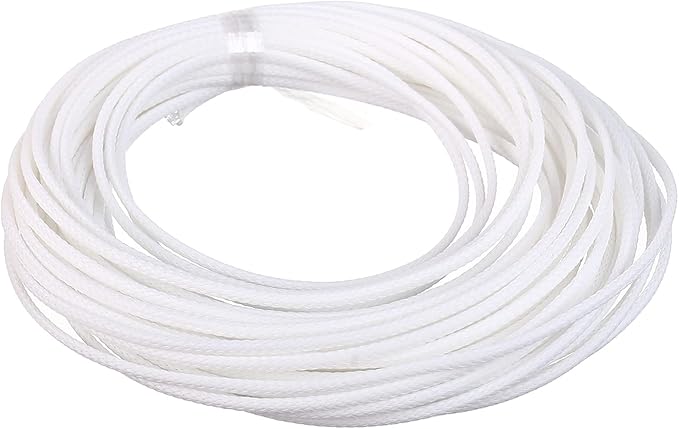 Aicosineg 32.81FT PET Braid Cable Sleeving Flexible Wire Mesh Sleeve Wire Braided Protective Sleeve 0.13in Wrap Protector for Power Cord Protection Flame Retardant Cable Manage White