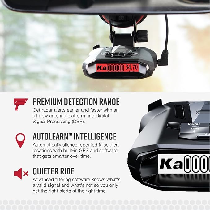 Cobra RAD 700i Laser Radar Detector + OBDII Power Cord Bundle - Premium Detection Range, Advanced Filtering Software, Apple CarPlay and Android Auto Compatible, Front and Rear Detection