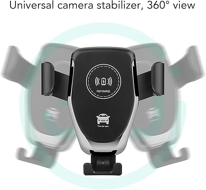 15W Wireless Car Charger Mount, 360 Degree Rotating Phone Holder with Intelligent Protecting Fast Charging Automatic Clamping Safety Fixations Car Wireless Charger