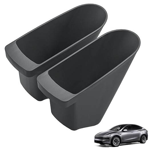 For 2026 New Tesla Model Y Juniper Front Car Door Trash Cans Side Door Portable Small Garbage Storage Bin Interior Accessories - TPE, Black - 2 Pack