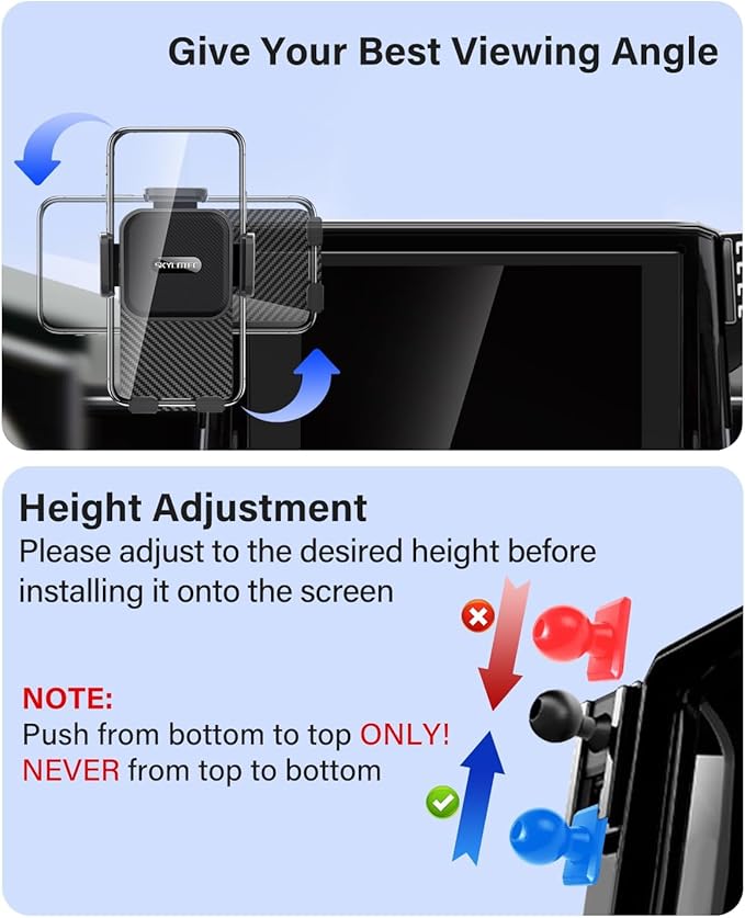 SKYLOTEC Car Phone Holder for Toyota Highlander 2020-2025 Accessories 8-Inch Screen Fixed Clip, Automobile Cradles Phone Mount, Cell Phone Base Not Block Air Vent (Not Fit 12.3-inch Limited Platinum)