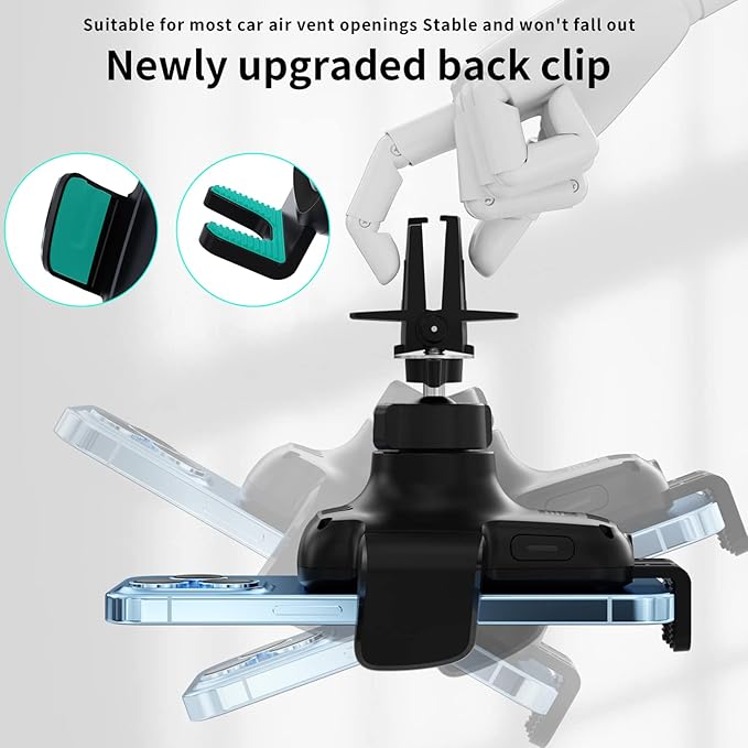 Wireless Car Charger, 15W Qi Fast Wireless Charging Phone Mount, Auto Clamping Air Vent Car Phone Holder for iPhone 14/13/12/11/X, Samsung Galaxy S22/S20/S10/S9/Note20/10/9, etc