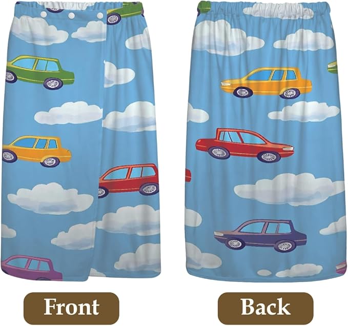 Women's Bath Wrap Colored Cars Clauds Absorbent Shower Spa Body Bath Robe Wraps Bathrobe Towel with Adjustable Closure
