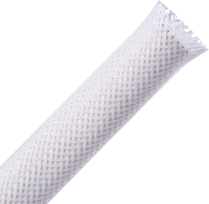 100ft - 1/4 inch PET Expandable Braided Sleeving – White – Alex Tech Braided Cable Sleeve