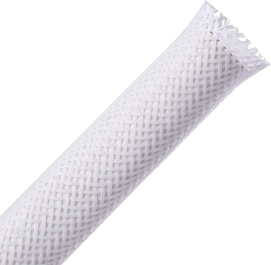 100ft - 1/4 inch PET Expandable Braided Sleeving – White – Alex Tech Braided Cable Sleeve