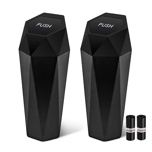 Car Trash Can with Lid - 2-Pack, Interior Accessories for Vehicles, Leakproof Garbage Can with 30 Detachable Trash Bags, Multipurpose Organizers and Storage Solutions for Home and Office