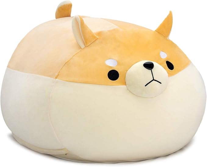 Stuffed Animal Storage Bean Bag Chair Cover for Kids Yellow Dog Shiba Inu Bean Bag Chair for Girls Large Size Toy Organizer Cover Only Without Filling