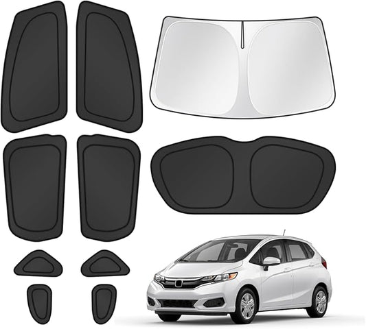 T TGBROS Windshield Sun Shade for Honda Fit 2015-2018 2019 2020 Car Window Shades Thicken UV Block and Blackout Privacy Foldable Sunshades 10PCS Accessories Keep Cool Sun Visor Covers
