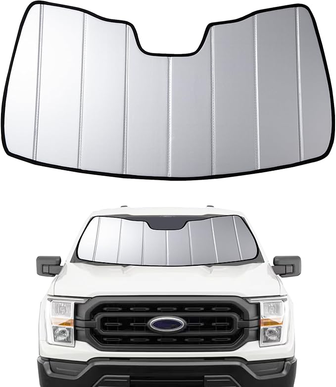 2021-2026 F150 Windshield Sun Shade for Ford F-150 2021 2022 2023 2024 2025 2026(Lariat, King Ranch, Platinum, XL, STX, XLT, Limited, Tremor, Raptor) Front Window Sunscreen Sunshade