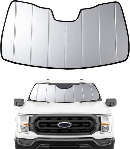2021-2026 F150 Windshield Sun Shade for Ford F-150 2021 2022 2023 2024 2025 2026(Lariat, King Ranch, Platinum, XL, STX, XLT, Limited, Tremor, Raptor) Front Window Sunscreen Sunshade