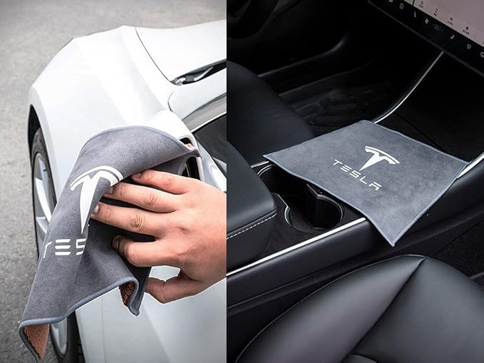 Microfiber Cleaning Towel for Tesla Ultra Absorbent Tesla Microfiber Cleaning Cloth Microfiber Towels for Glass Window Car LCD (Grey, Pack of 1)