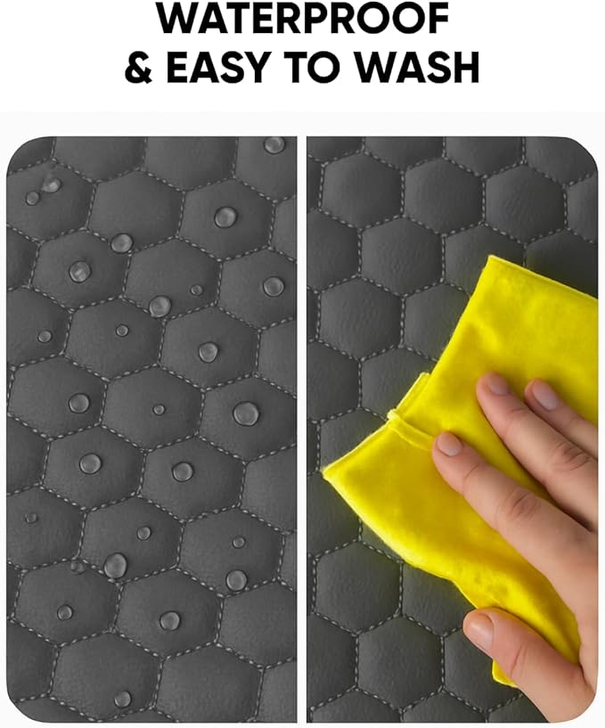 Owleys Kick Mat Back Seat Protector - Car Back Seat Cover for Kids Feet - Waterproof & Sturdy Protector for Upholstery from Dirt, Mud, Scratches and Stain (Gray Set)