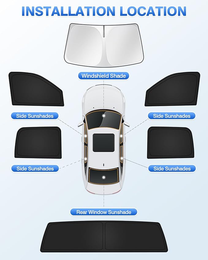 Canvcle Sunshades for Dodge Ram 2500 3500 2010-2025 2026 Accessories Windshield Sun Shade Side Rear Window Shade Cover Sun Visor Shield Privacy Protection Keep Vehicle Cool Black 6PCS