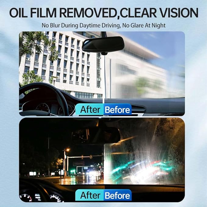 Glodway Glass Cleaner For Car Windshield,Oil film Remover, Streak-Free Shine on Automotive Windows, and Mirrors, Ammonia Free, for Auto and Home,4.58 OZ,2 Pack