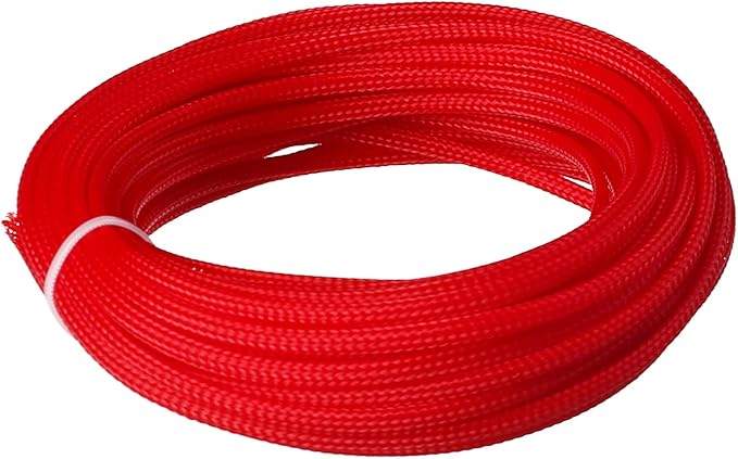 Aicosineg 32.81ft PET Flexible Braided Cable Sleeve 0.16inch Width Wire Loom Sleeving and Organizer Flexible Wire Mesh Sleeve Wrap Protector for TV Audio PC Cords from Pets Chewing Red