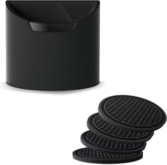 1Pc Car Trash Can and 4Pcs Car Coasters for Vehicle, Home, Office, Multipurpose, Car Accessories for Men and Women