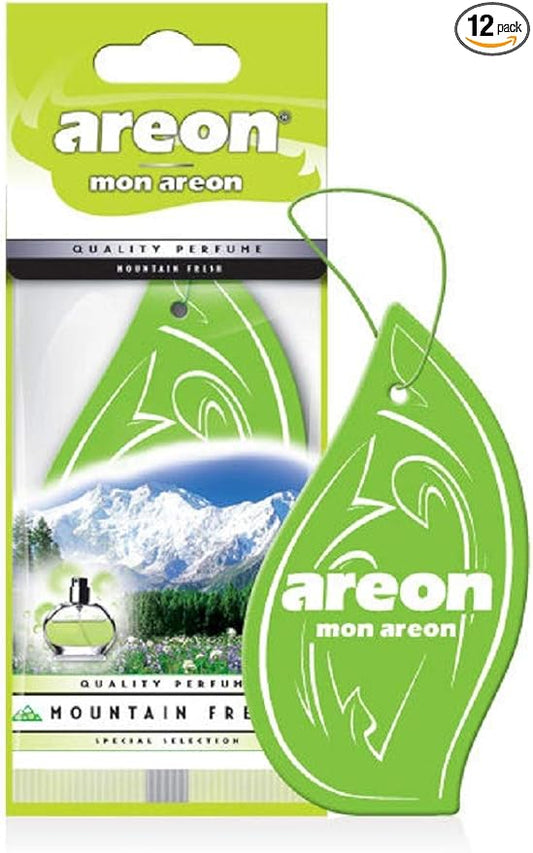 AREON MON MA17 Long Lasting Hanging Best Car Air Freshener Mountain Fresh Scent, 12 Pack