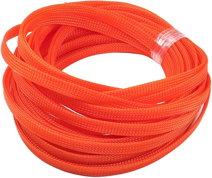 Aicosineg 32.81FT PET Braid Cable Sleeving Flexible Wire Mesh Sleeve Wire Braided Protective Sleeve 0.33inch Wrap Protector for Power Cord Protection Flame Retardant Cable Manage Orange
