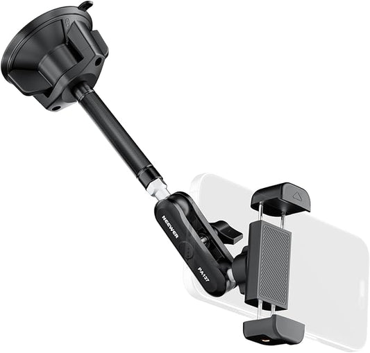 NEEWER Phone Holder for Your Car, 360° Rotating Vacuum Suction Cup Metal Cell Phone Mount Extended Magic Arm Compatible with iPhone Samsung for Windshield Skylight Navigation Video Recording, PA137
