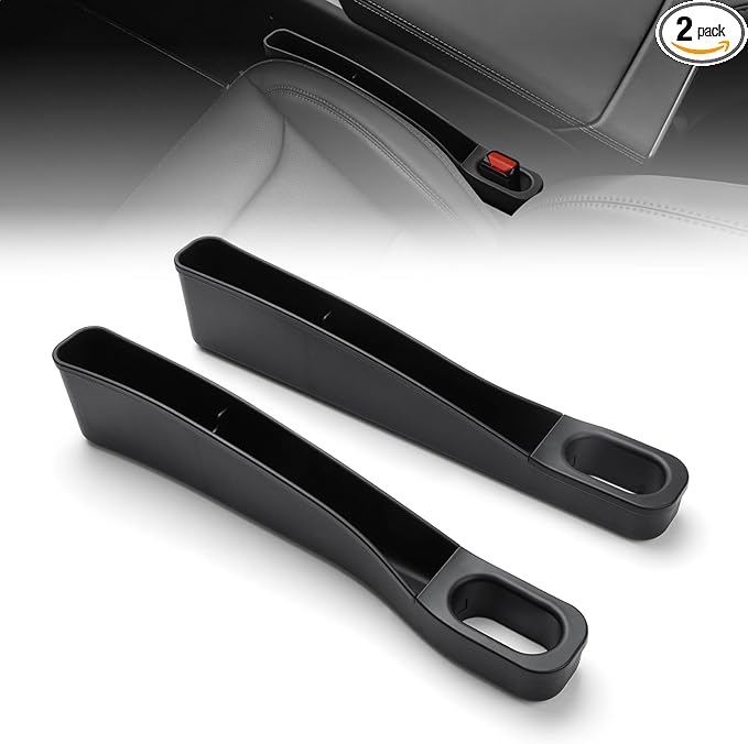 Car Seat Gap Filler Organizer Fit for Tesla Model Y & Model 3 (My/3) 2019-2026 Car Side Seat Gap Filler 2PCS Seat Side Gap Storage Box (Black)