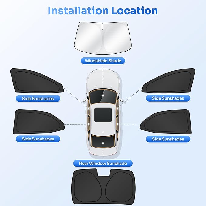 Canvcle Window Shades for 2018-2024 Toyota Camry Accessories Windshield Sun Shade Side Rear Window Cover Sunshade Sun Visor Shield Privacy Protection for Camping Keep Vehicle Cool Black 6PCS