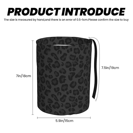 Car Trash Bag Leopard Print Black Hanging Back of Seat Car Portable Trash Bag Leopard Print Black Waterproof One-Handed Portable Strap Drawstring Garbage Bags 2 Pieces Car Coasters