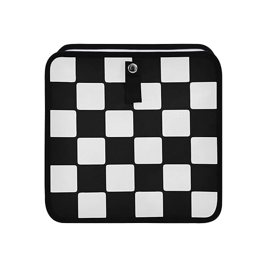 Car Trash Can Car Organizer Car Garbage Can with Adjustable Strap for Back Front Seat Console Waterproof Leakproof Collapsible Portable 11 Inch Checkerboard