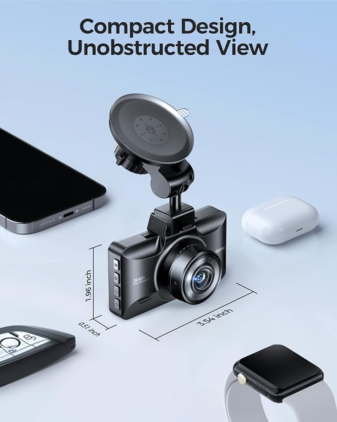 AZDOME Upgraded M01 Pro 3K WiFi Dash Cam Front and Rear, Free 64GB Card, App Control Dashboard Camera for Car, G-Sensor Parking Modes Dashcam, ADAS, Loop Recording (Matte Black)