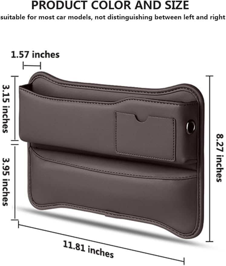 Car Seat Gap Filler Car Seat Gap Filler Organizer,1 Pack Adjustable Leather Car Side Seat Storage Box,Multifunction Car Interior Storage Organizer for Phones Keys Sunglasses Cards (Brown)