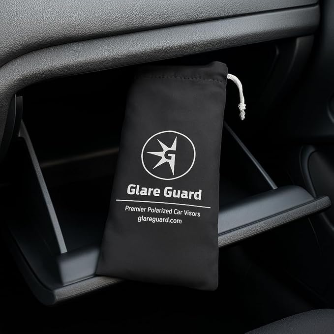 Glare Guard Professional-Grade Polarized Sun Visor Extender –Anti-Glare Sun Glare Blocker for Car Windshields, Adjustable Clip-On UV400 Tinted Visor Extension for Cars, Trucks & SUV (w/Storage Pouch)