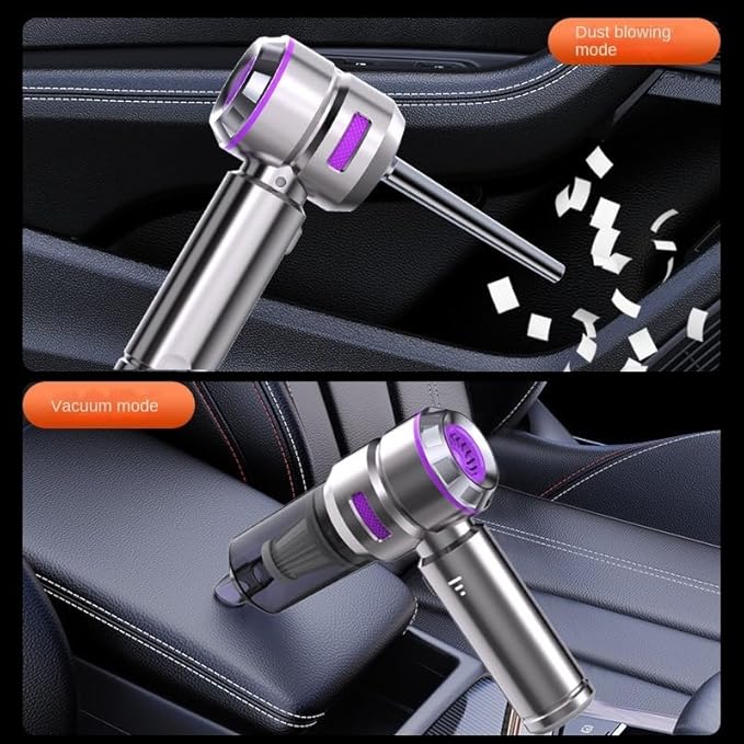 4-in-1 Cordless Mini Car Vacuum & Air Duster – 18,000PA Powerful Suction, USB-C Rechargeable, HEPA Filter, Handheld Portable for Car Interior, Pet Hair, Keyboard & Home Cleaning