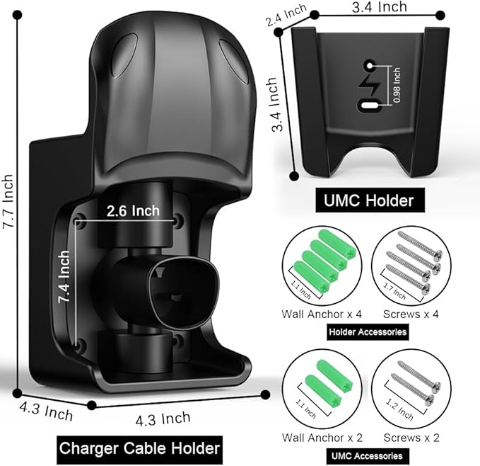 Tesla Charger Holder Wall Mount, Swivel Tesla Charging Cable Holder for Model 3 Y X S Mobile Connector Organizer