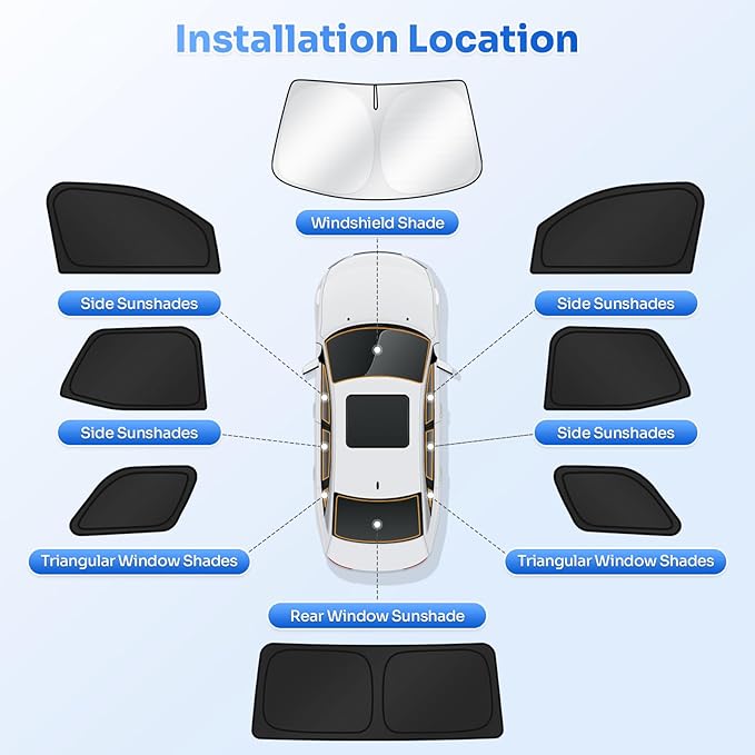 Canvcle Sunshades for 2025 2026 Toyota 4Runner Accessories Windshield Sun Shade Side Rear Window Shade Cover Sun Visor Shield Privacy Protection for Camping Keep Vehicle Cool Black 8PCS