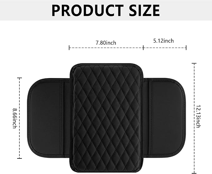 Stacool Upgraded Car Center Console Cover,Microfiber Leather Car Armrest Cover Cushion with 2 Storage Bags,Universal Car Armrest Storage Box (Black)