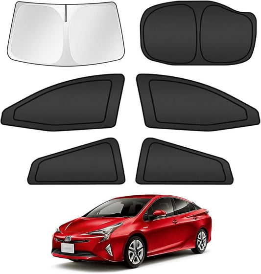 T TGBROS Windshield Sun Shade for Toyota Prius Hatchback 2016-2022 Car Window Shades Thicken UV Block and Blackout Privacy Foldable Sunshades 6PCS Accessories Keep Cool Sun Visor Covers