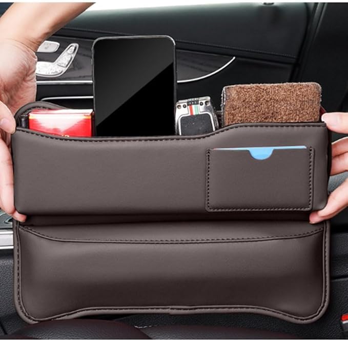 Car Seat Gap Filler Organizer for Mazda CX-5 1. Generation (KE) 2011-2023 2024, 2 Pcs PU Leather Front Seat Storage Box Console Side Pocket Organizer for Phone Glasses Key,A/Brown