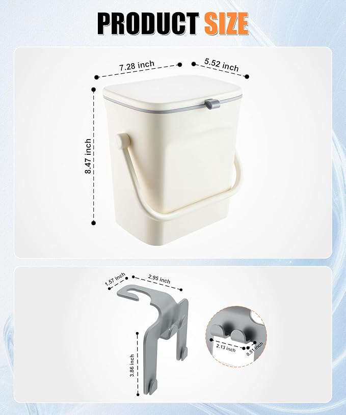 SINGARO Car Trash Can with Lid and Phone Holder, Universal Trash Bin, Waterproof Hanging Vehicle Garbage Can, Leak Proof Organizers and Storage, Car Accessories Interior for Women Men, White